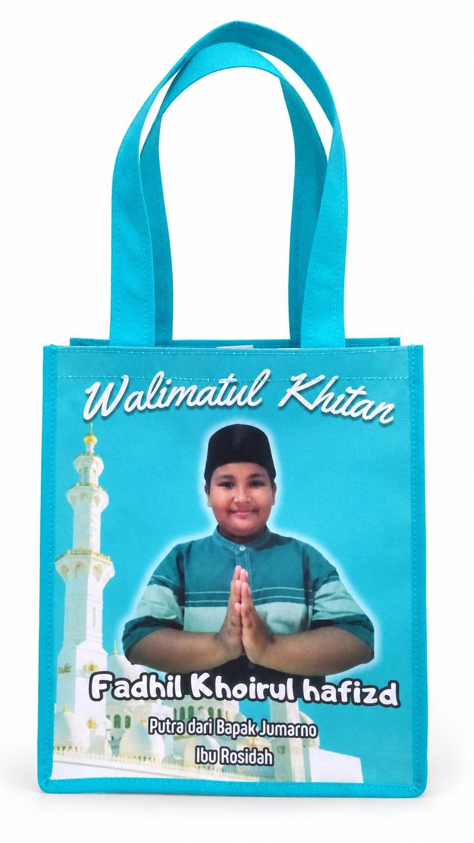 Tas spunbond toska dengan cetak warna bergambar potret